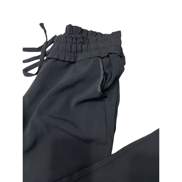 ZARA TRF Crepe Pants Elastic Drawstring Wist Ankle Length Black Pull-On - Picture 2 of 8